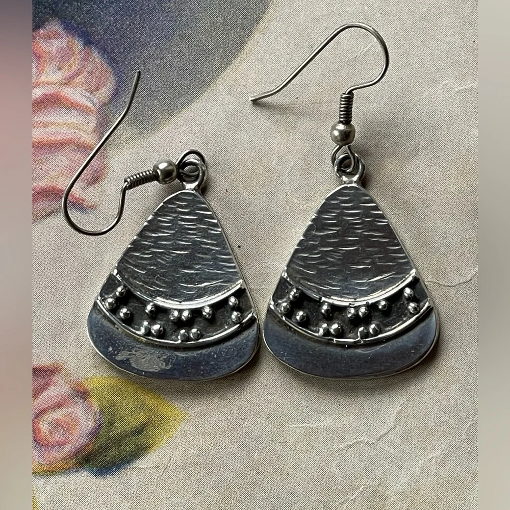 Vintage 925 sterling silver earrings dangle - Picture 2 of 7